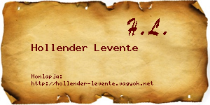 Hollender Levente névjegykártya